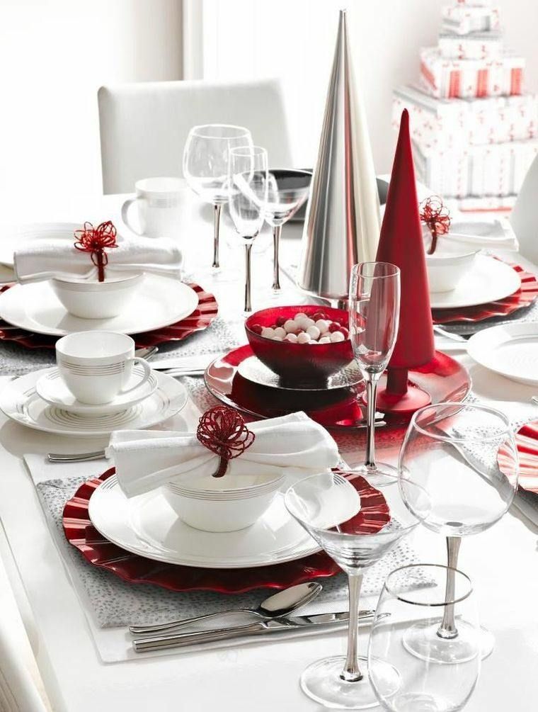 Decoration table de noel rouge et blanc