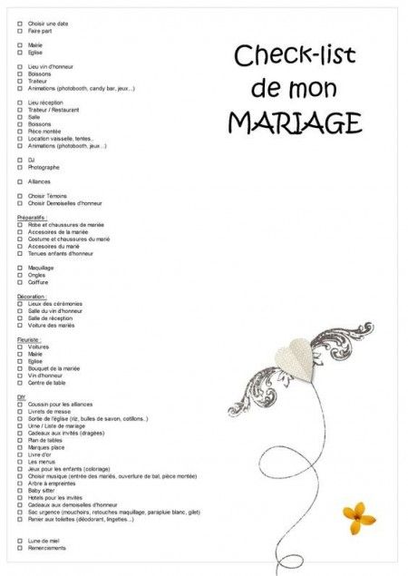 Liste a faire pour mariage