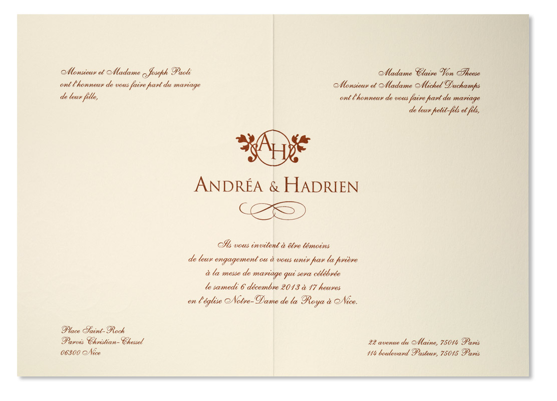 Exemple carte invitation mariage