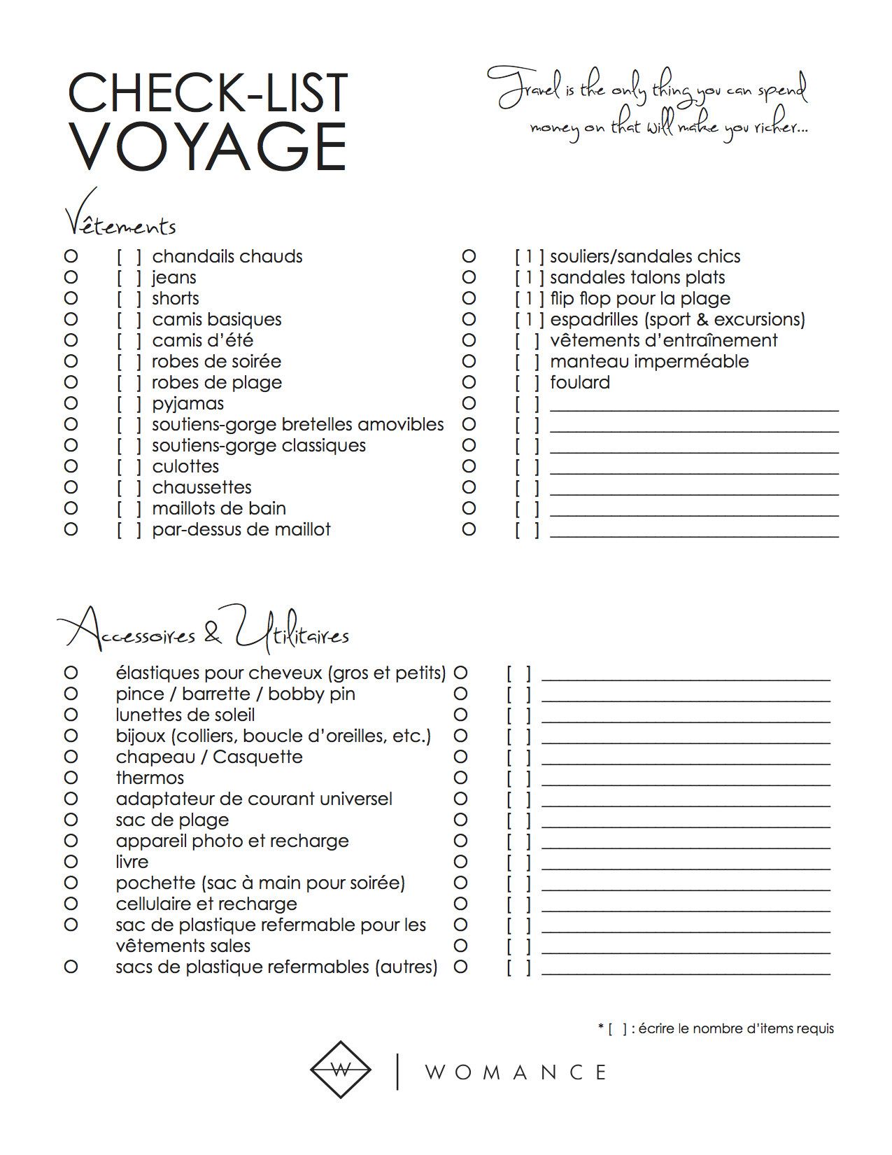 Liste voyage