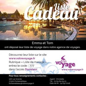 Liste de mariage agence de voyage