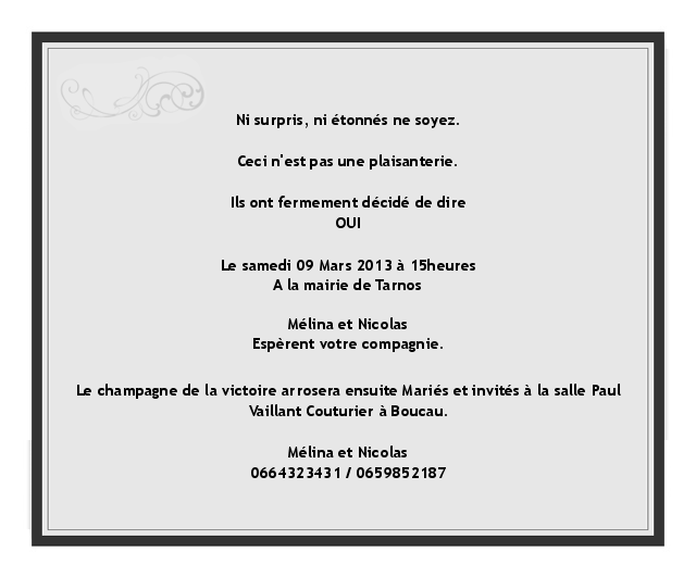 Texte sur mariage