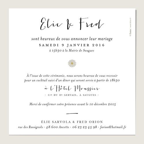 Invitation mariage mairie