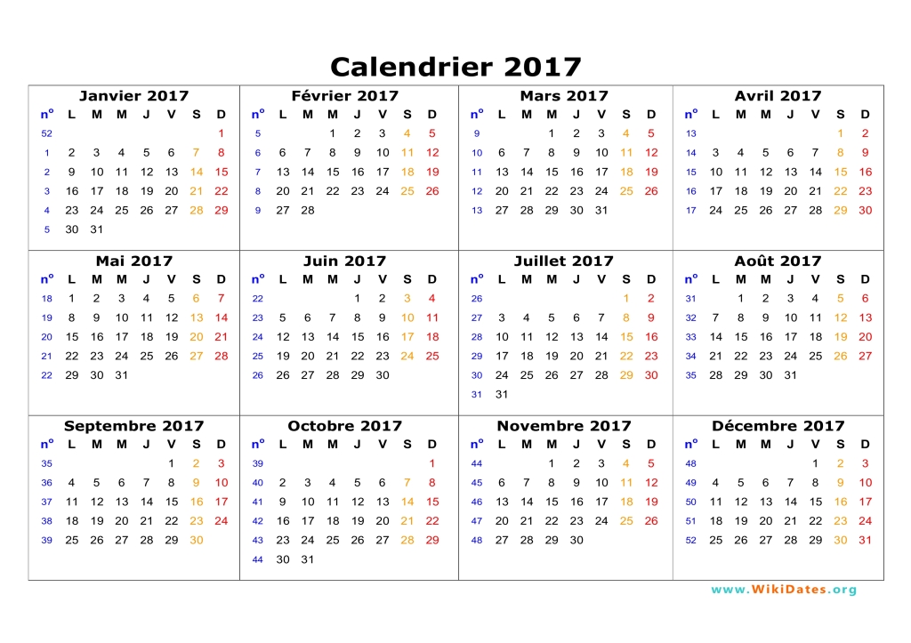 Imprimer le calendrier 2017