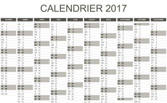 Calendrier planning 2017 excel