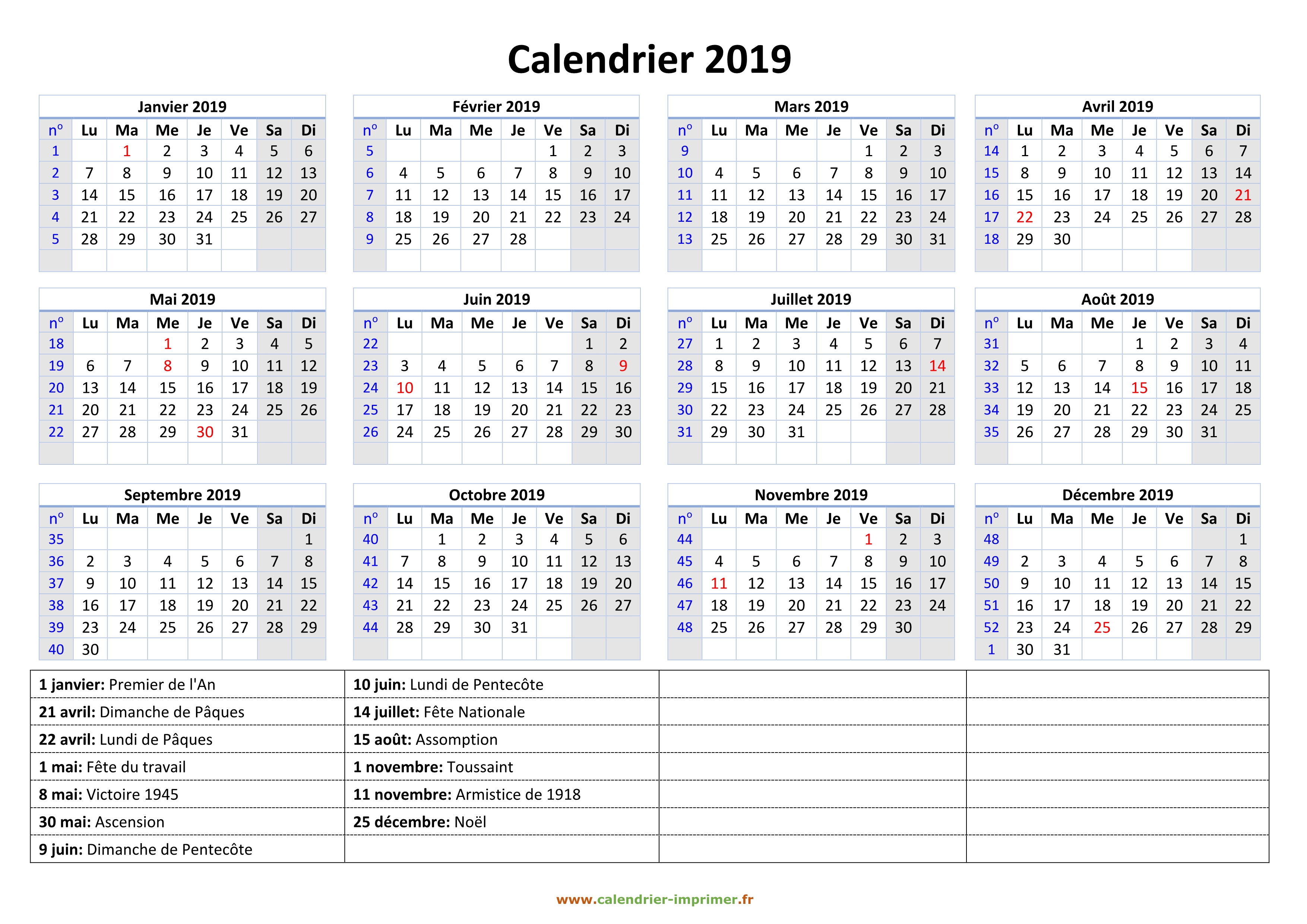 Calendrier semaine 20 - young planneur