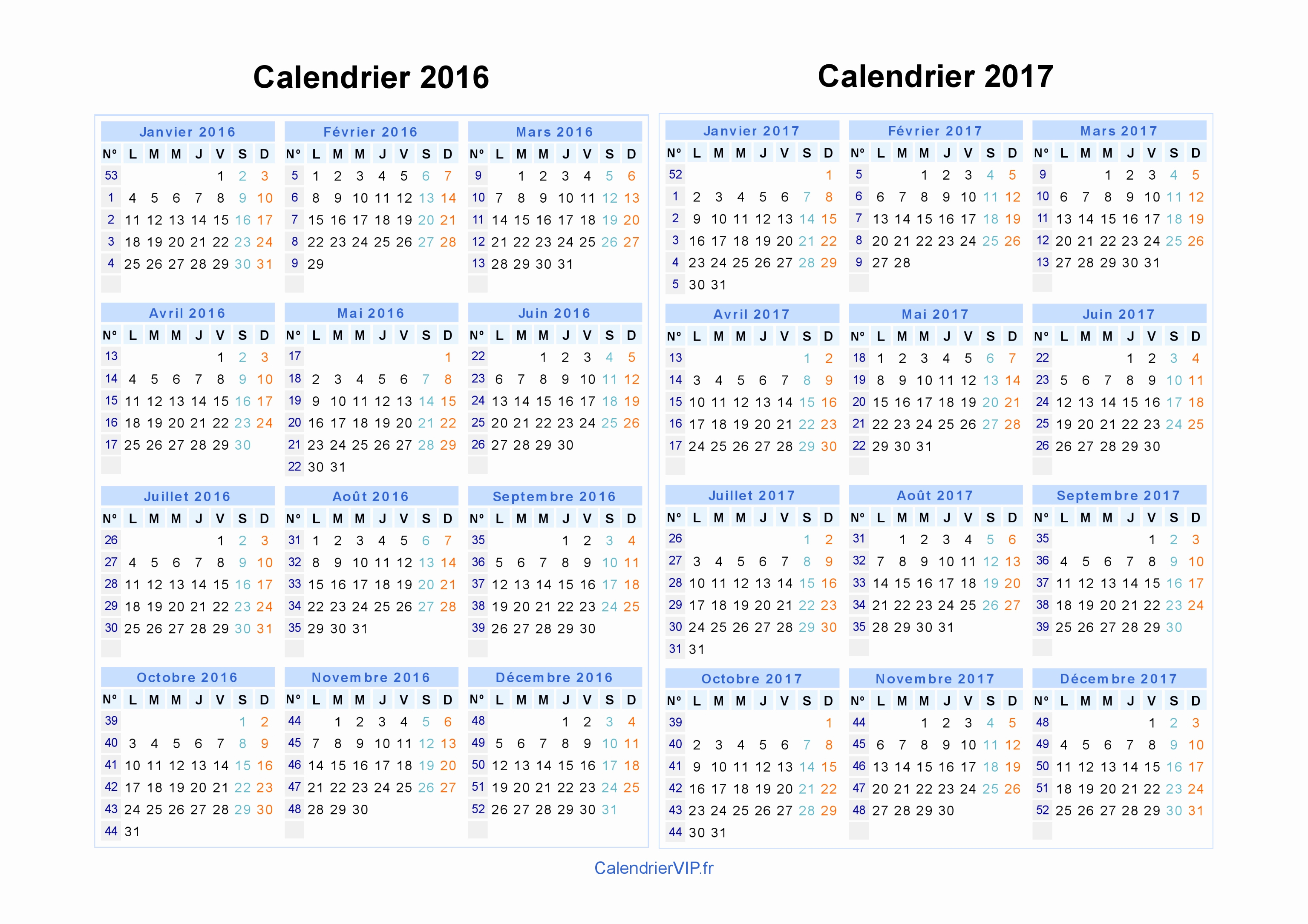 Calendriers Gratuits à Imprimer 2016 Young Planneur