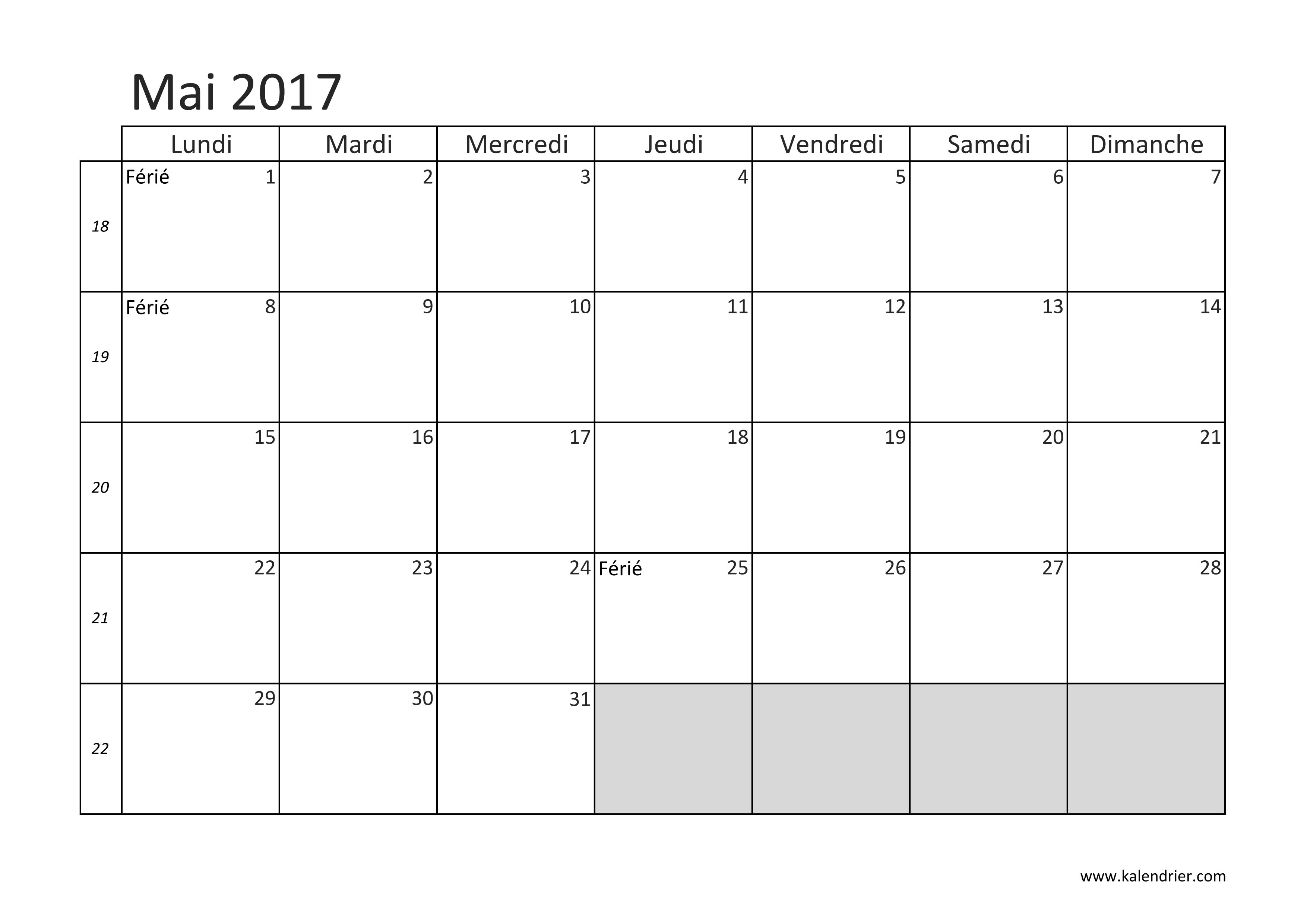 Grille calendrier 2017