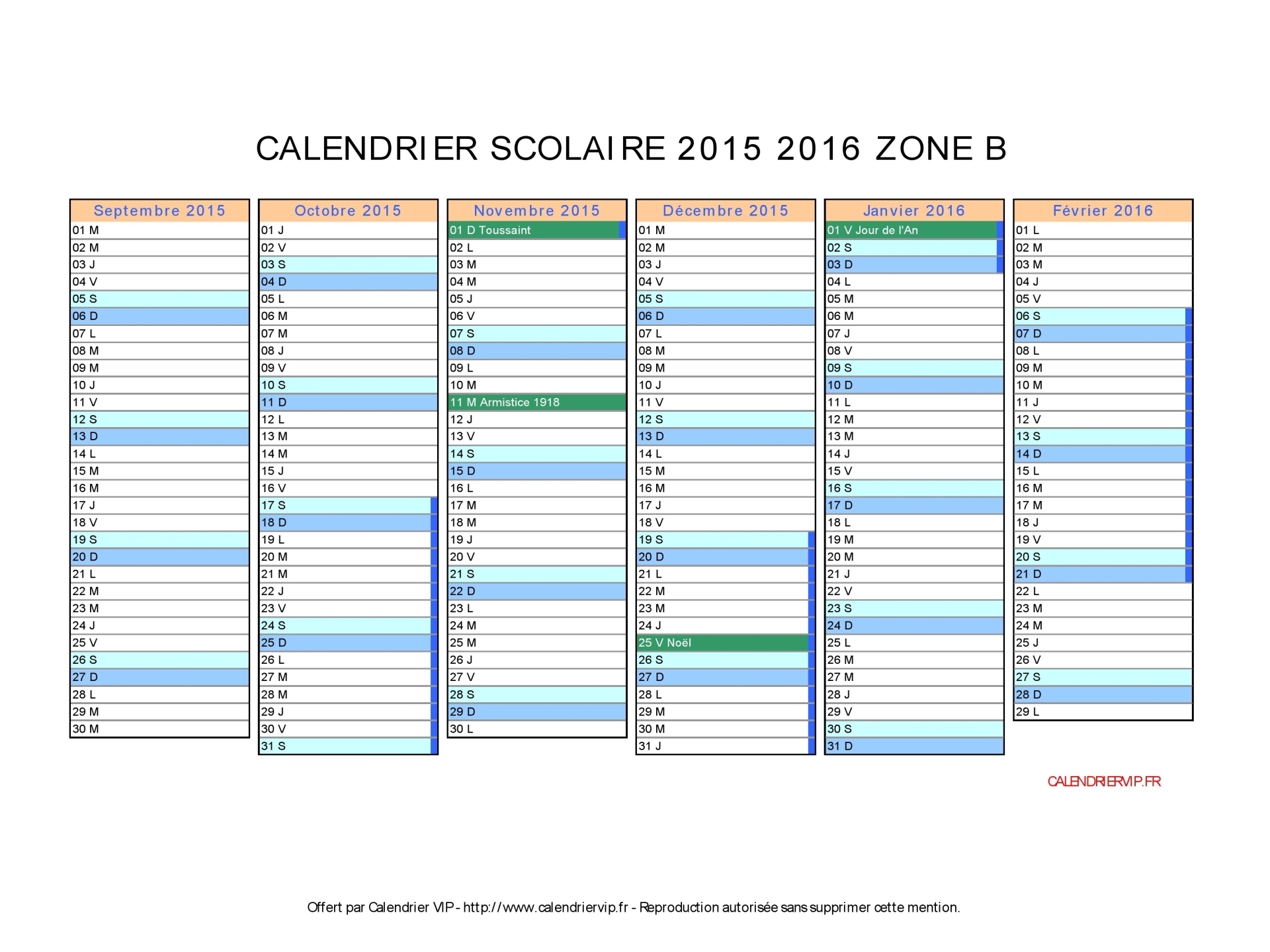 Calendrier 2016 Vacances Scolaires Young Planneur