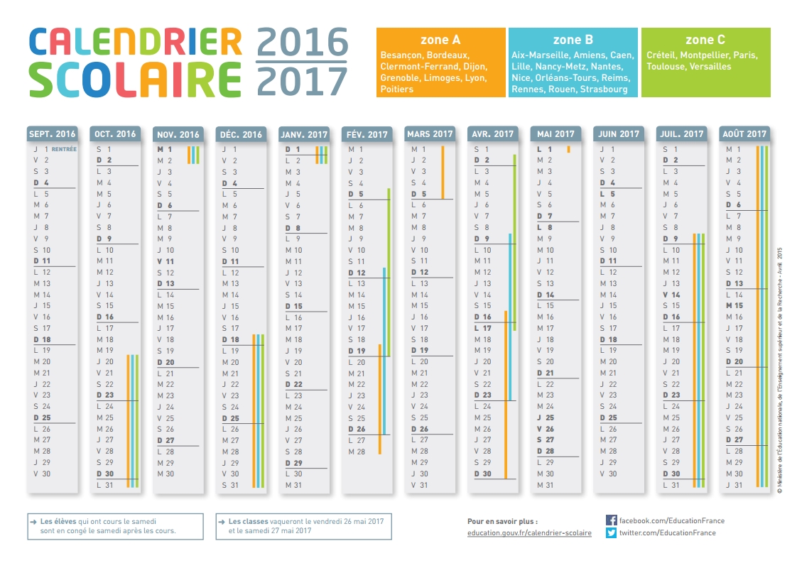 Imprimer calendrier 2016 2017