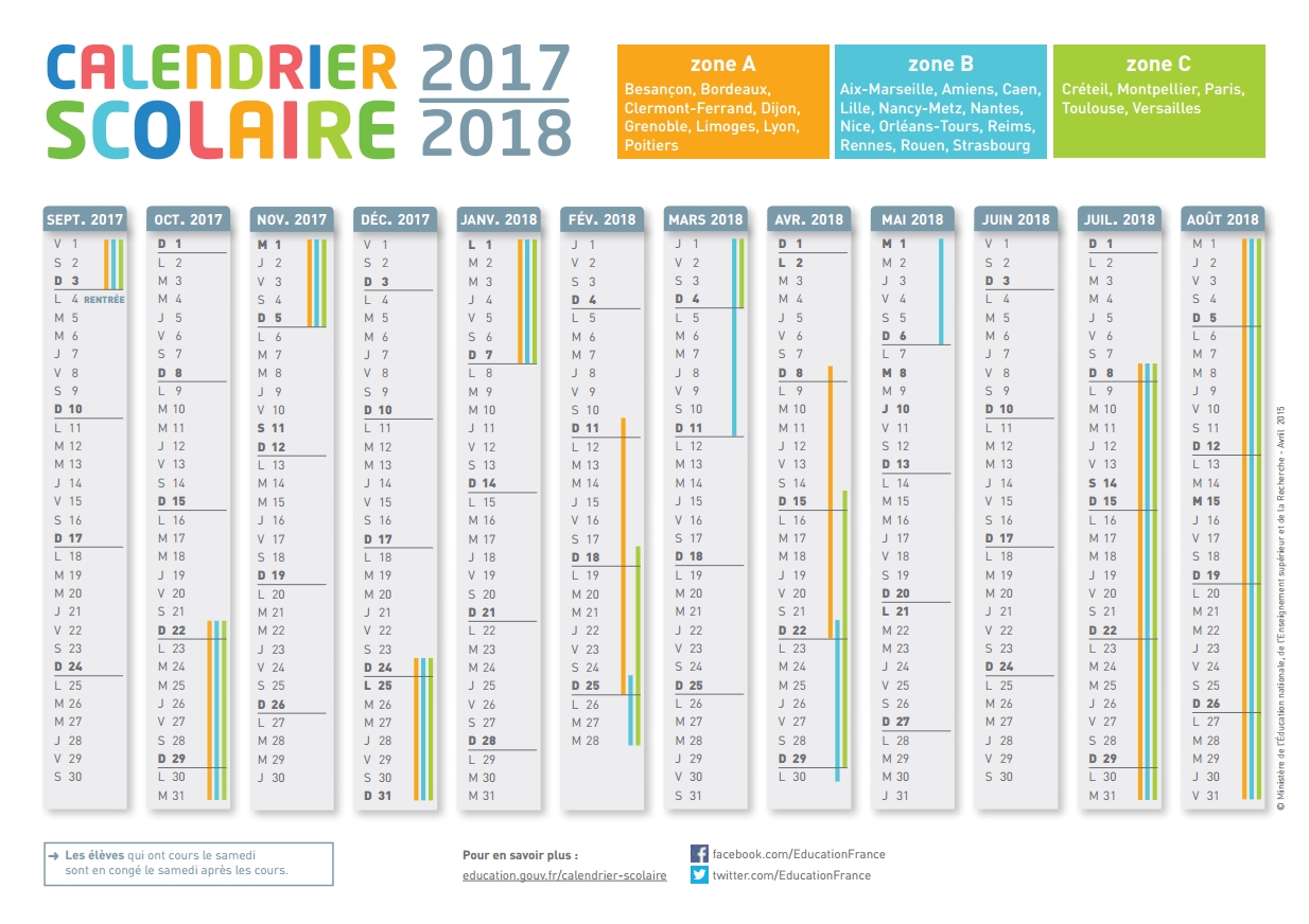 Calendrier scolaire 2016 2017 vierge