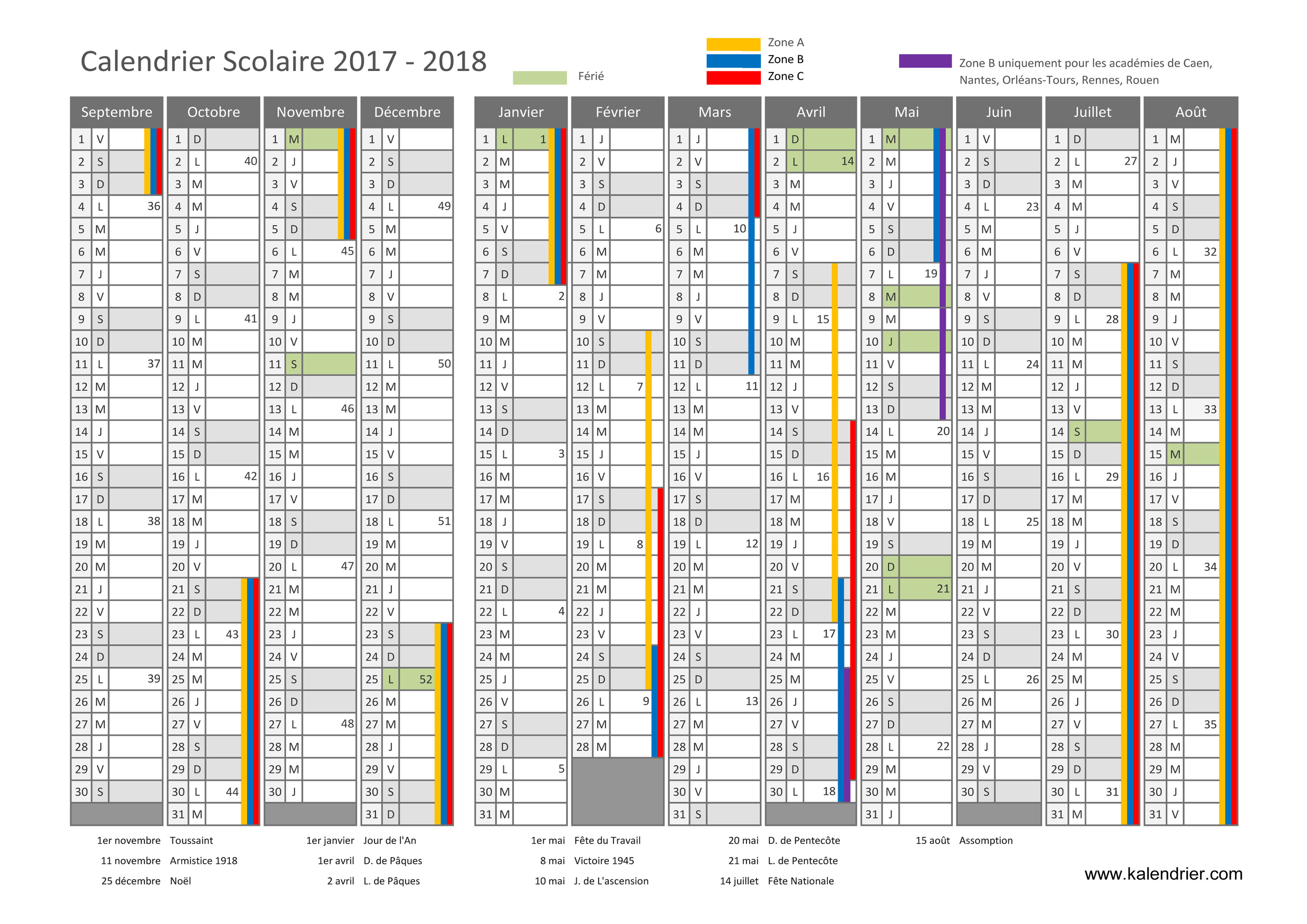 Calendrier Scolaire Excel Modifiable Young Planneur Gambaran