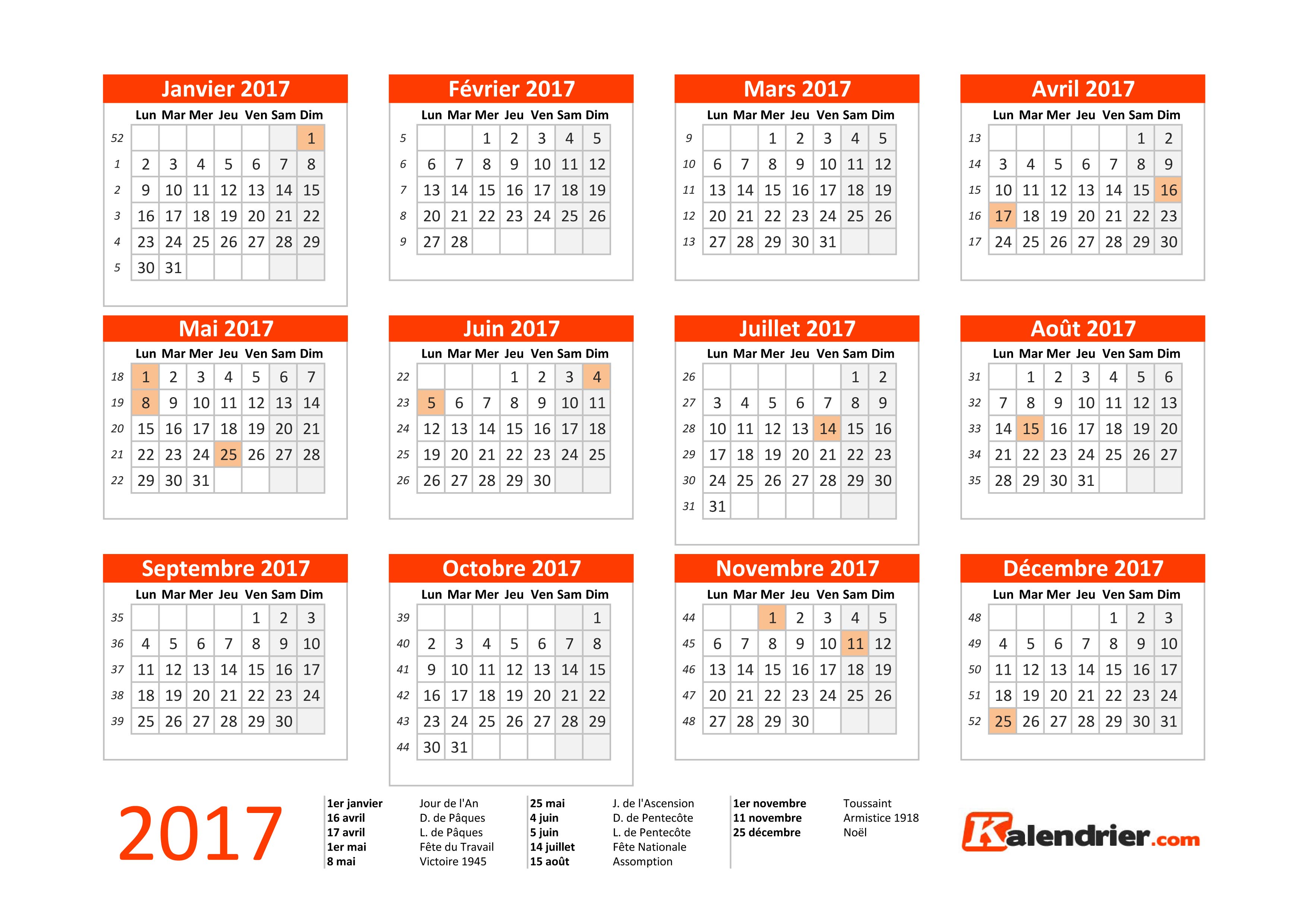 Un calendrier 2017