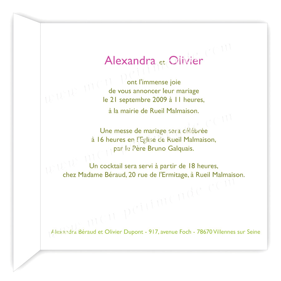 Exemple texte invitation mariage