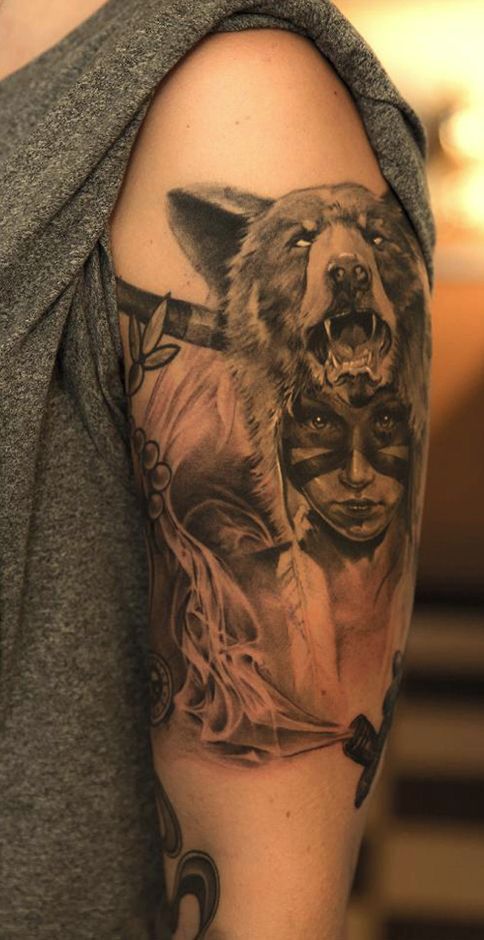 Tatouage indien loup