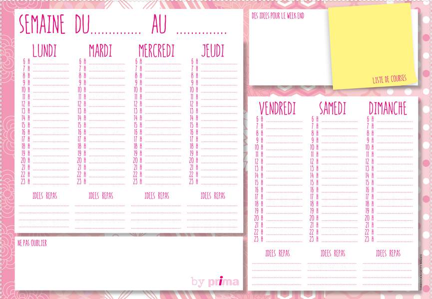 Planning à imprimer semaine