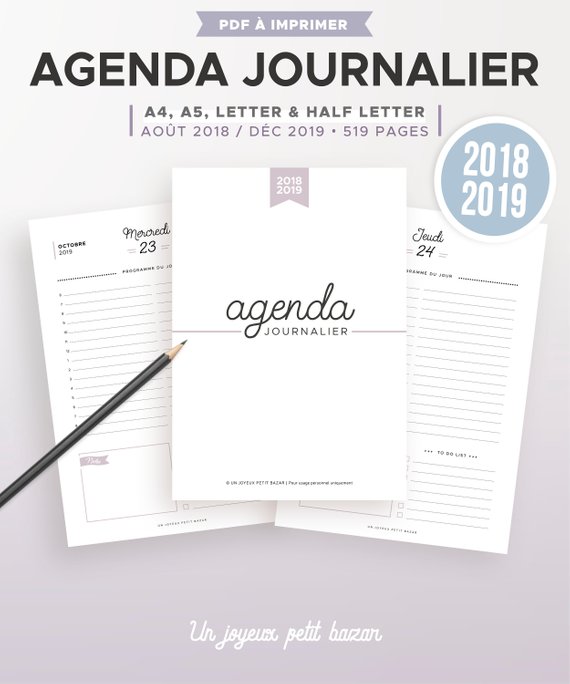 Agenda journalier 2017 à imprimer