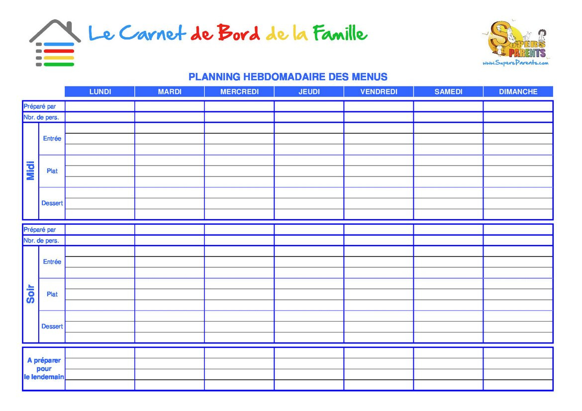 Planning vierge excel