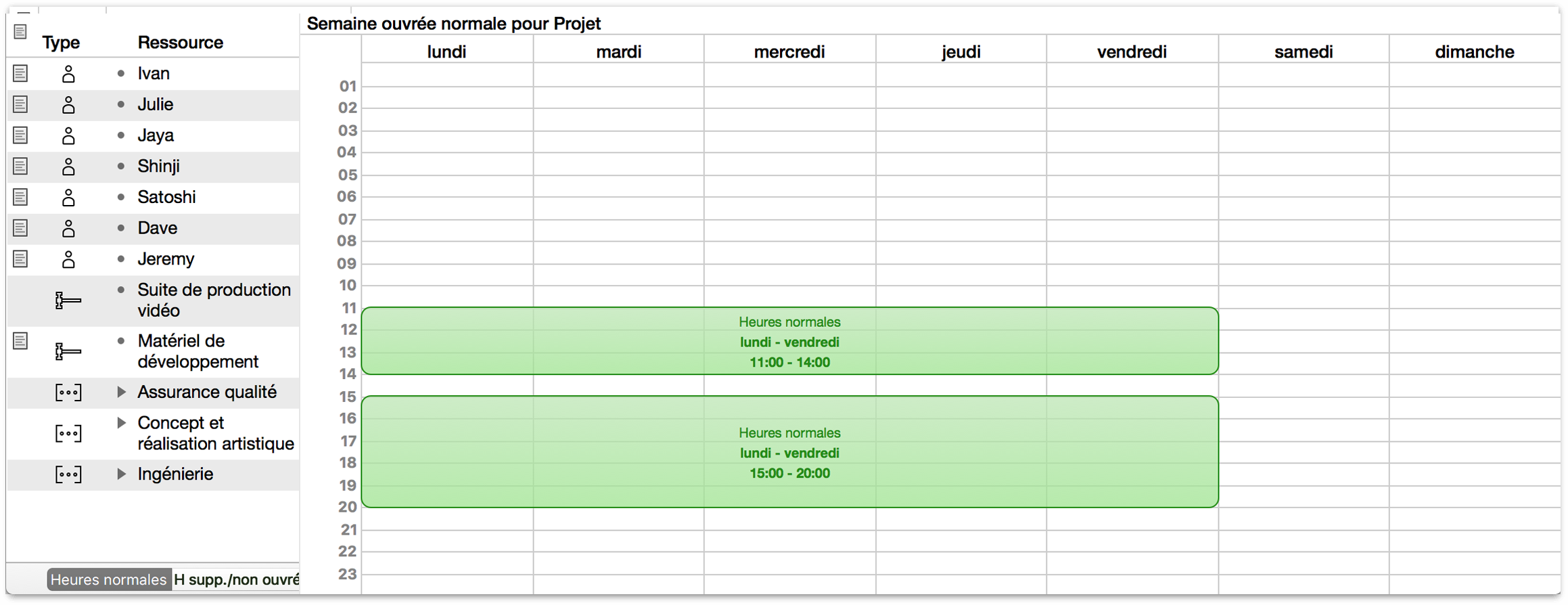 Planning travail hebdomadaire young planneur