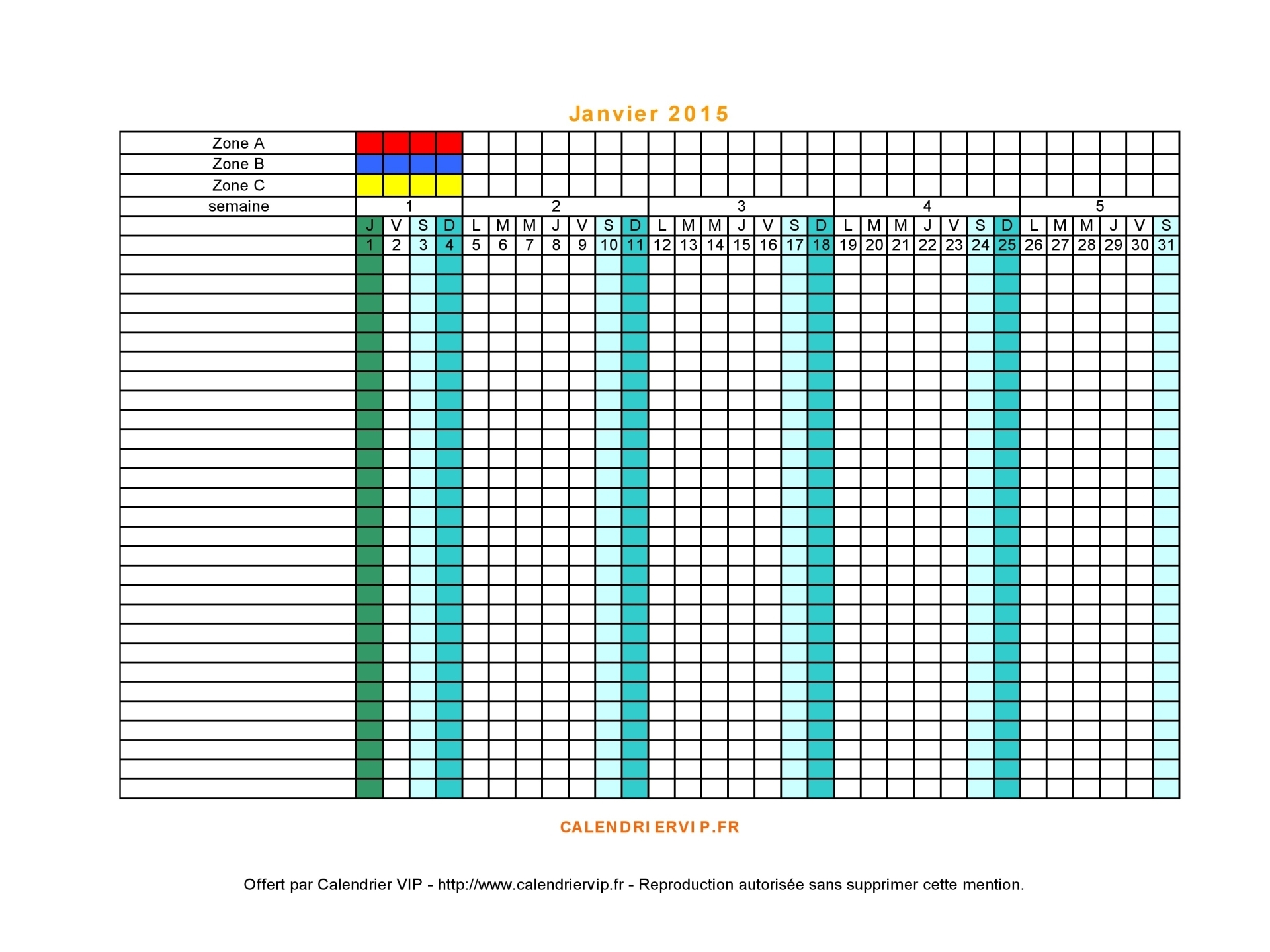 Calendrier 2016 excel modifiable
