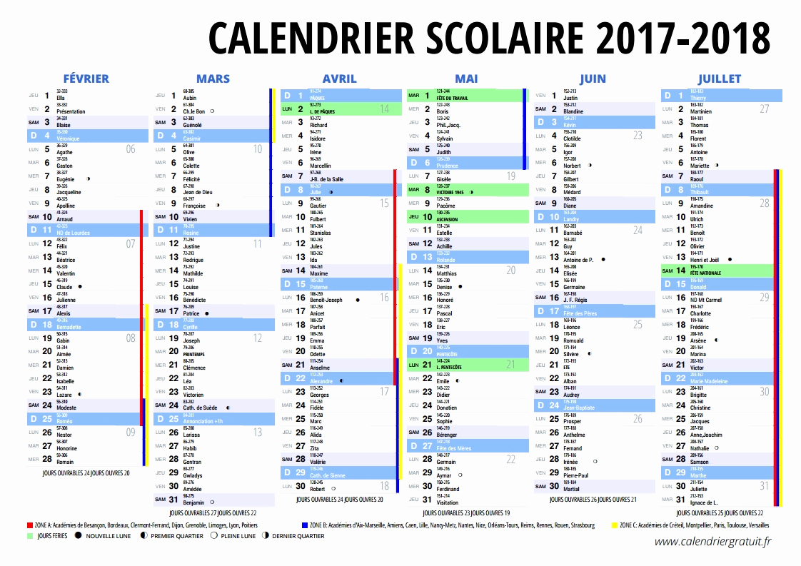 Calendrier paire impaire 2017