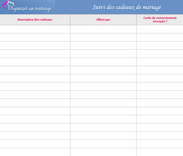 Liste invités mariage