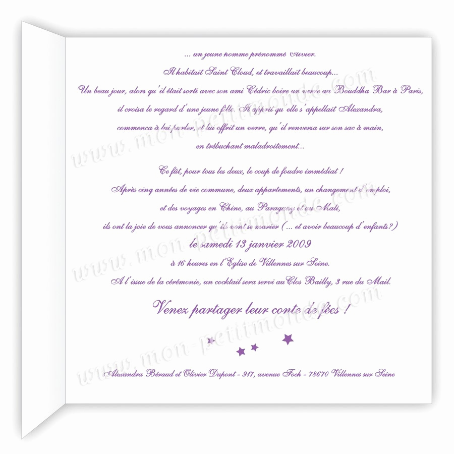 Invitation pour mariage texte