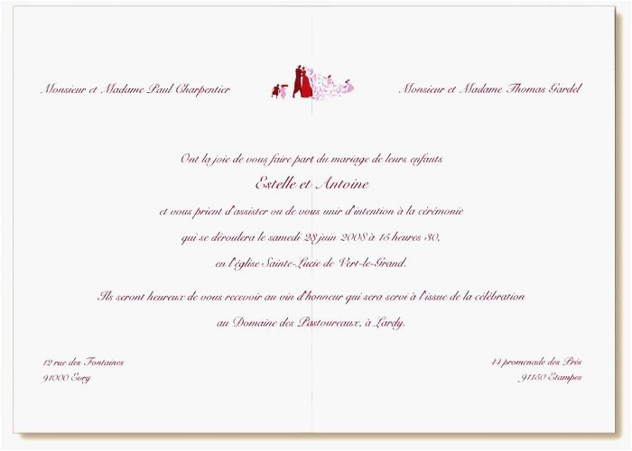 Texte invitation soirée mariage