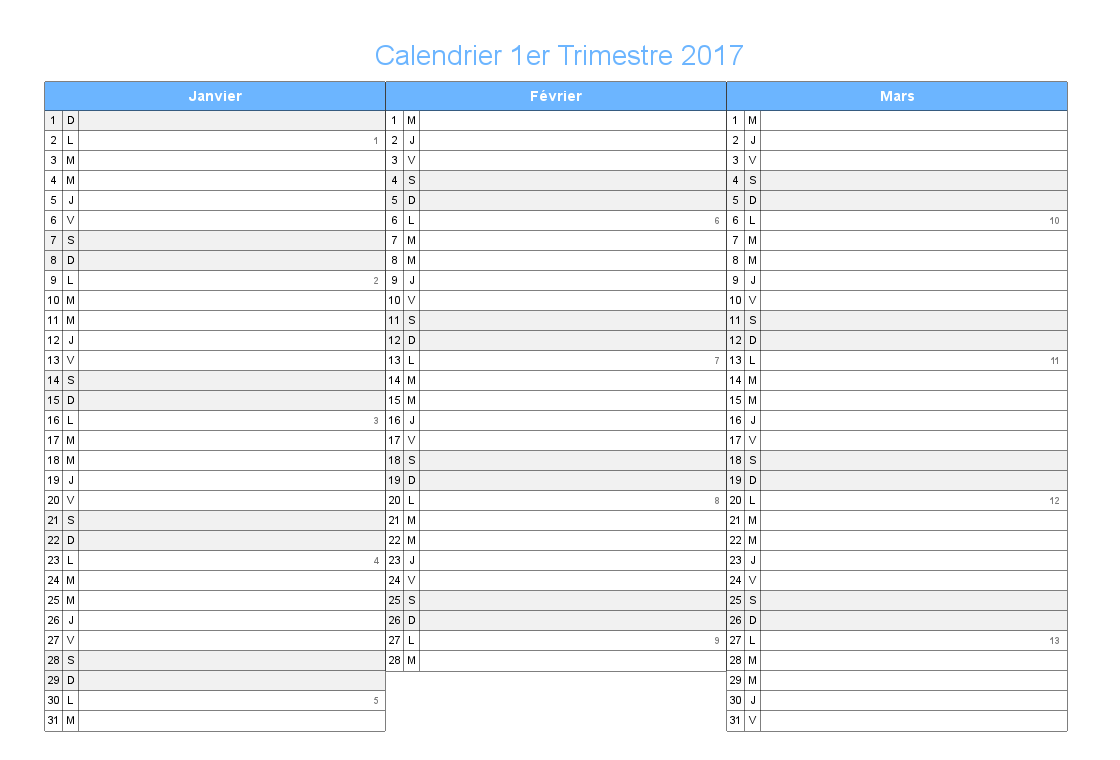 Calendrier a completer